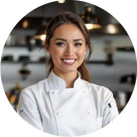 Professional chef smiling confidently while preparing food